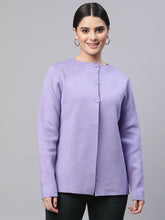  Lavender Solid Boxy Fit Knitted Cardigan