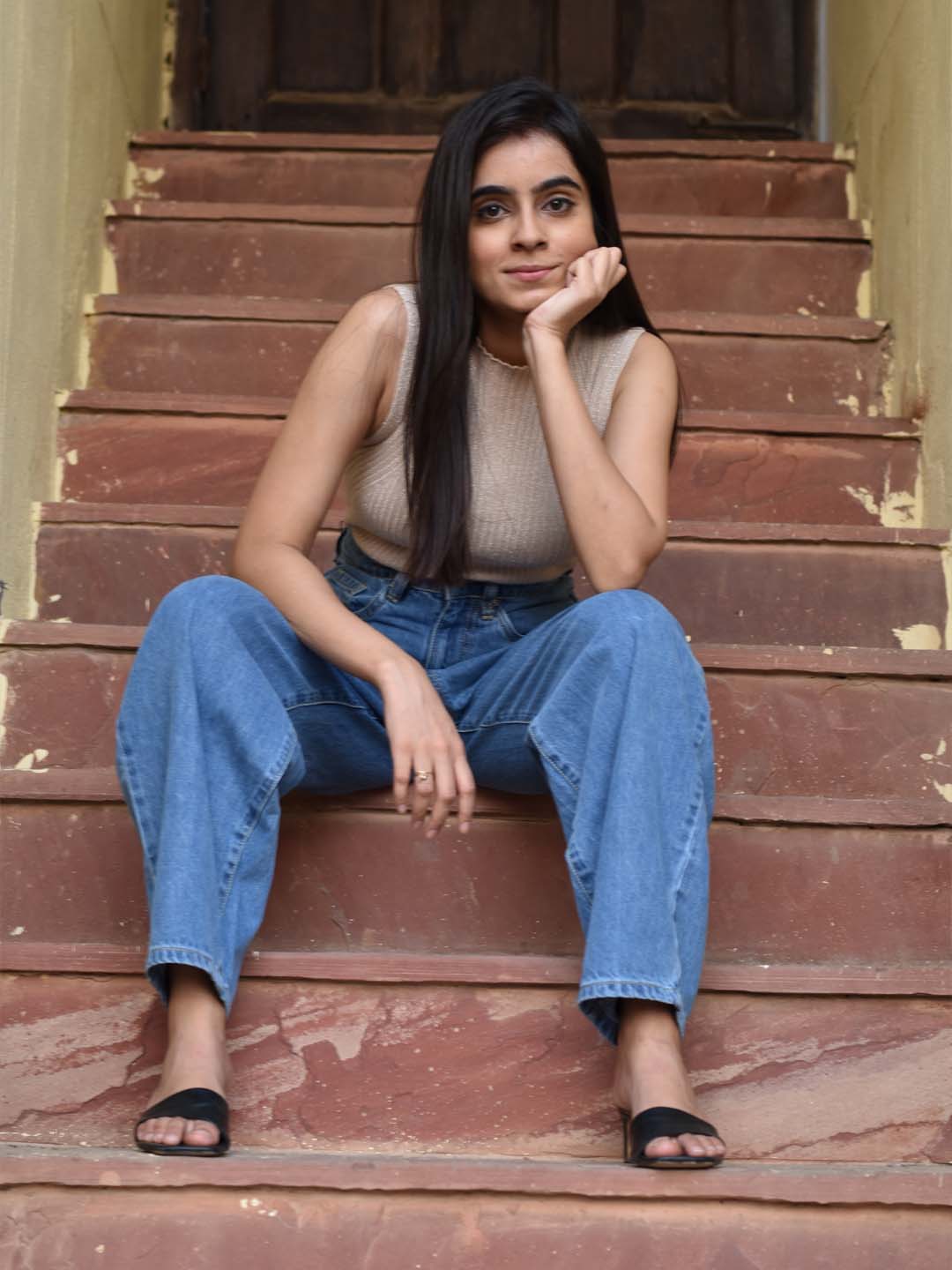 Women Blue Baggy Full Length Jeans - Global Republic