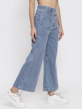 Women Solid Blue Denim Jeans