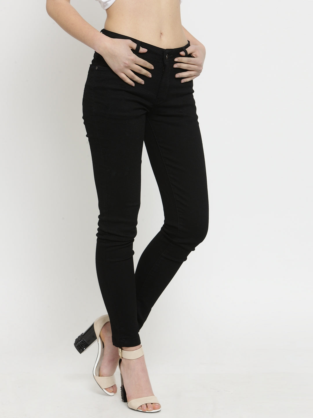 Women Black Solid Jeans