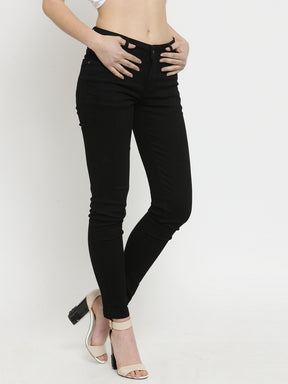 Women Black Solid Jeans