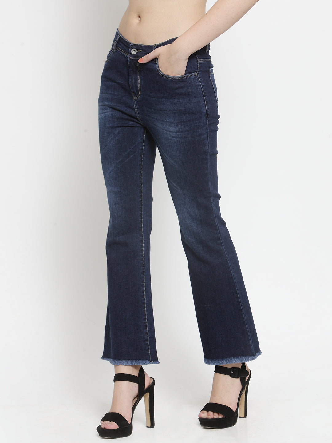 Women Blue Flared Denim Jeans