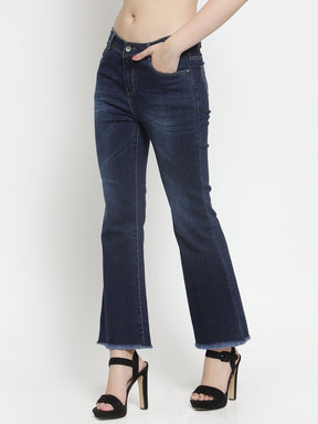 Women Blue Flared Denim Jeans