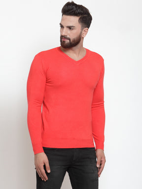 Mens Coral V-Neck Pullover
