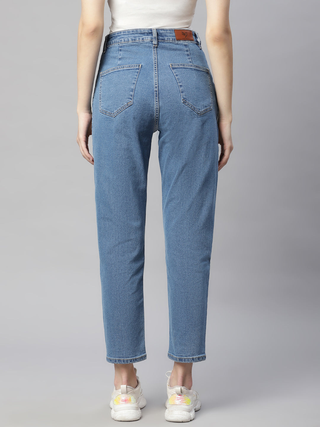 blue denim straight cut jeans