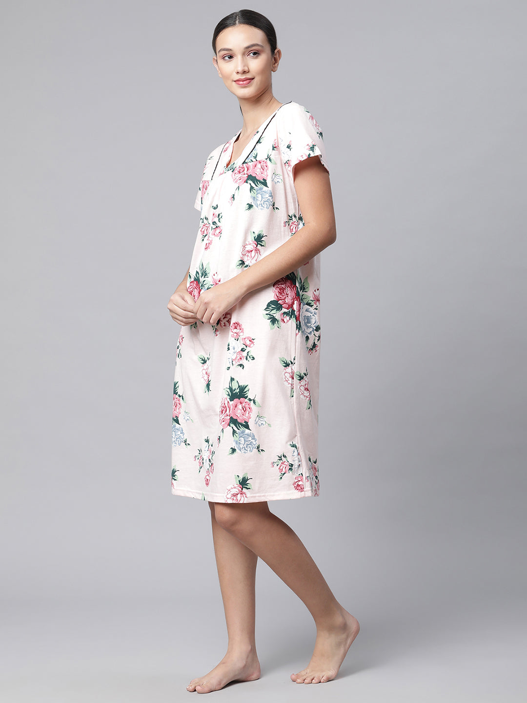 Women Pink Floral Printed Nap Set