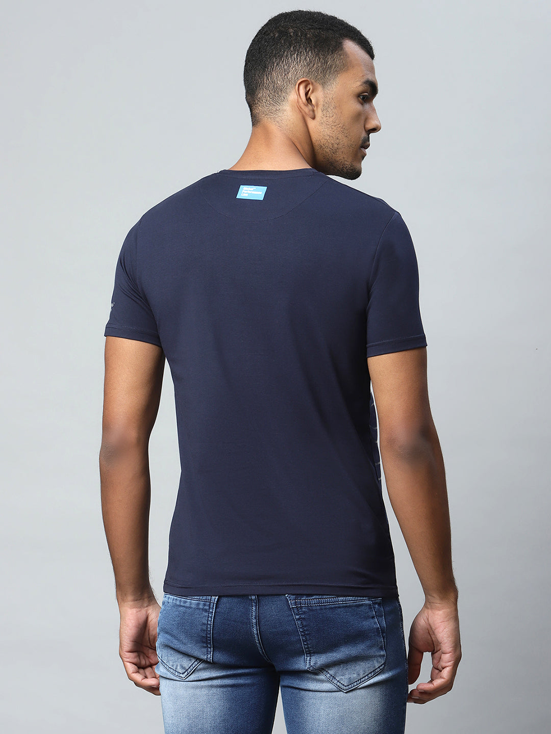 Men Navy Blue Alpha Printed T-Shirt