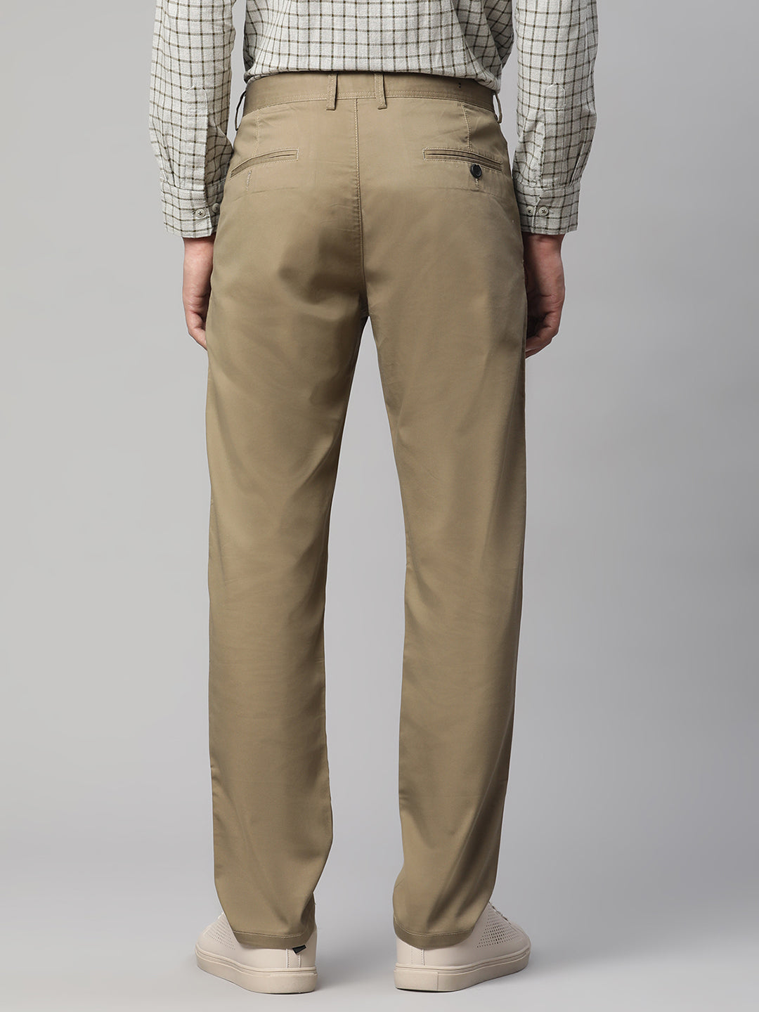 Men Khaki Semi Formal Trouser