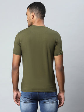 Men Khaki Green T-Shirt