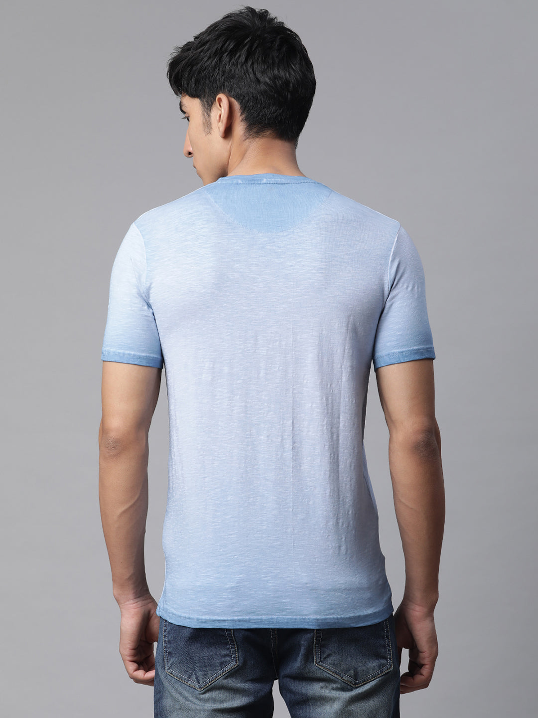 Men Ocean Blue Alpha Printed T-Shirt