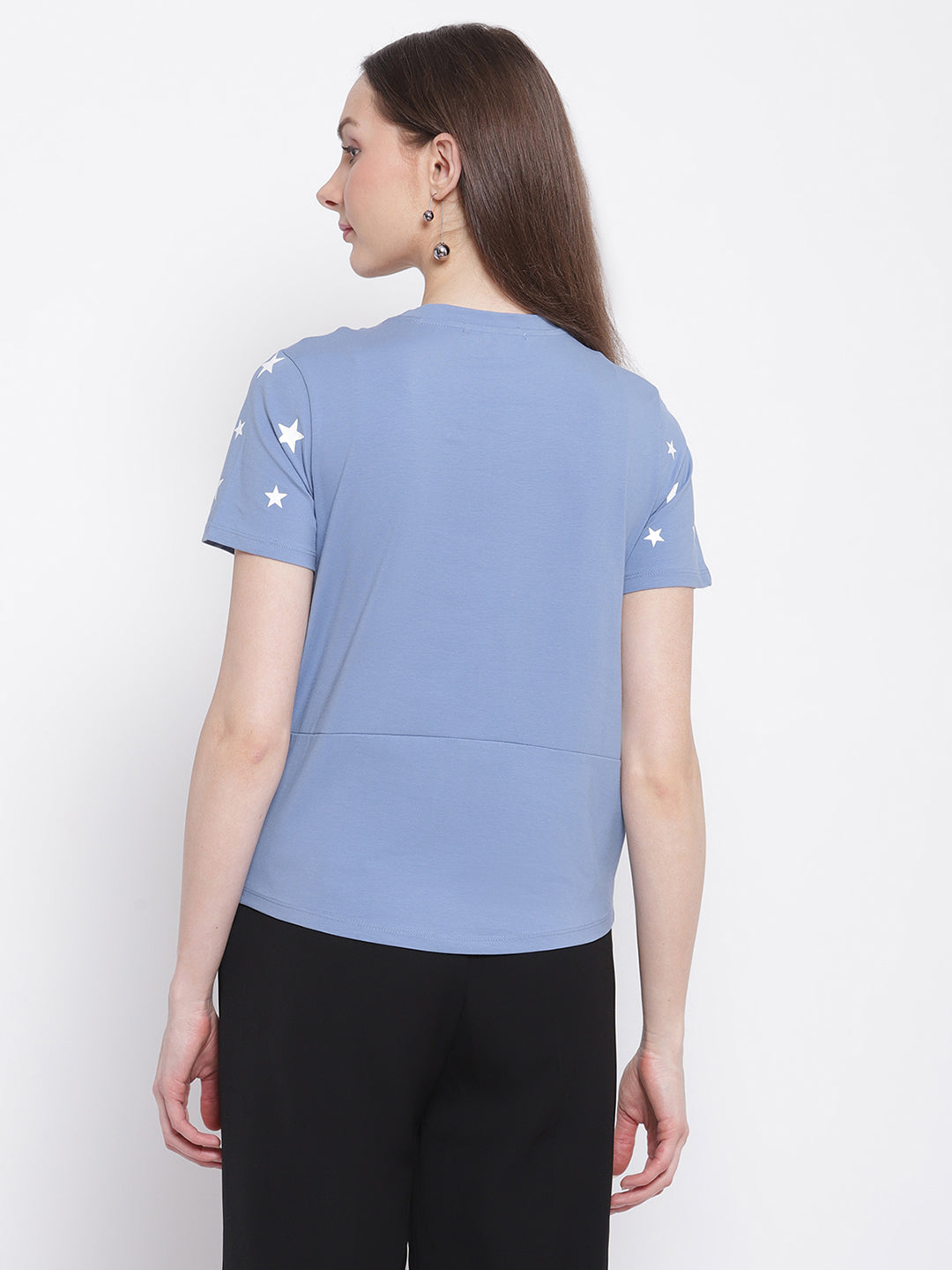 Women Stars Printed Blue Top