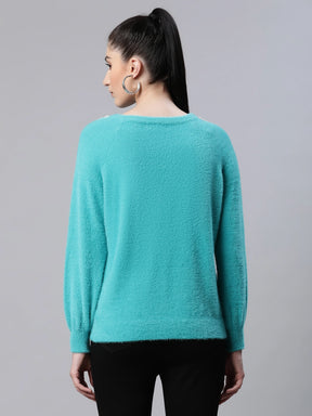  Teal Woolen  Fit Casual Pullover