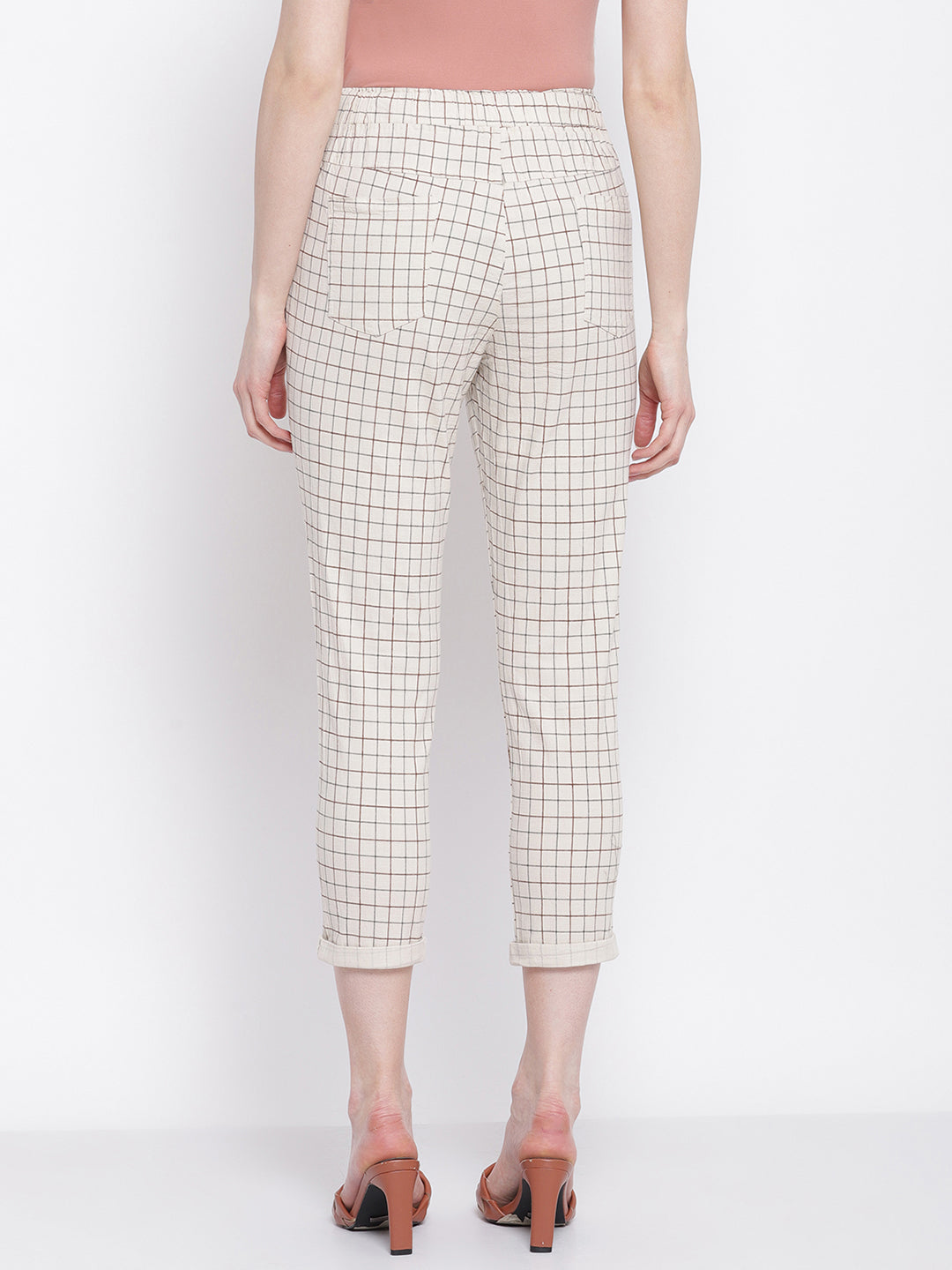 Off White Checked Lower Trouser For Women