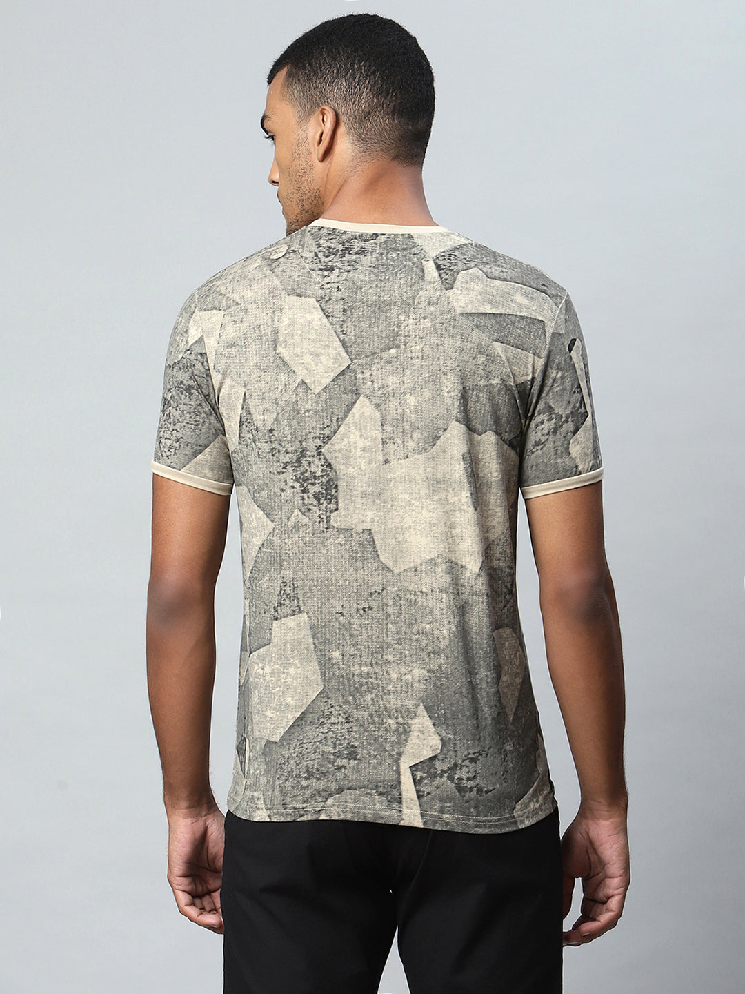 Men Beige Alpha Printed T-Shirt - Global Republic