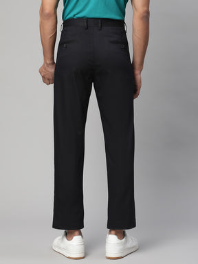 Men Navy Blue Semi Formal Trouser