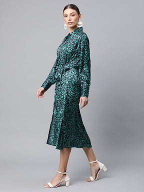 women pine ruffled flowy floral dress