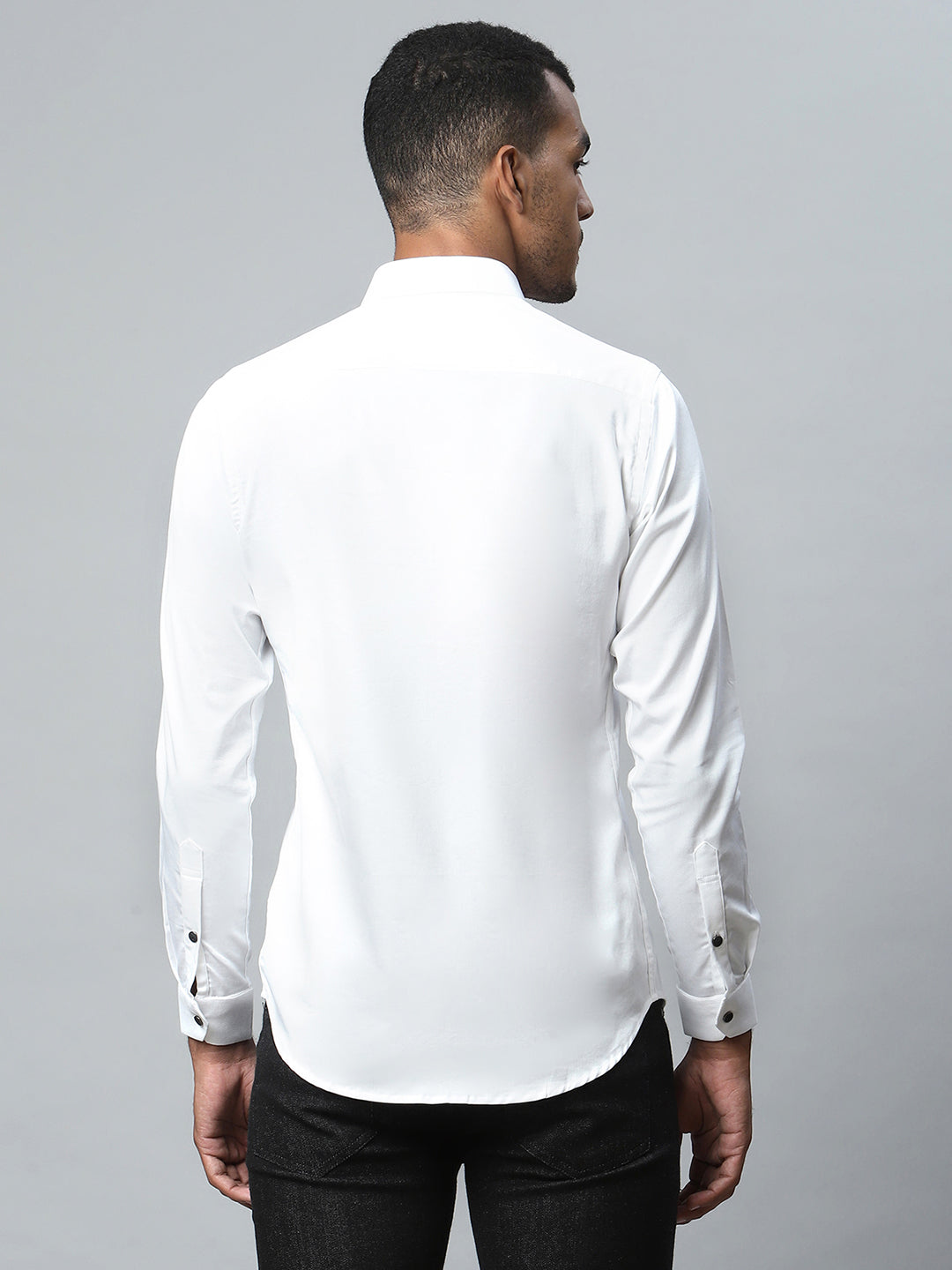 Men White Semi- Formal Shirt