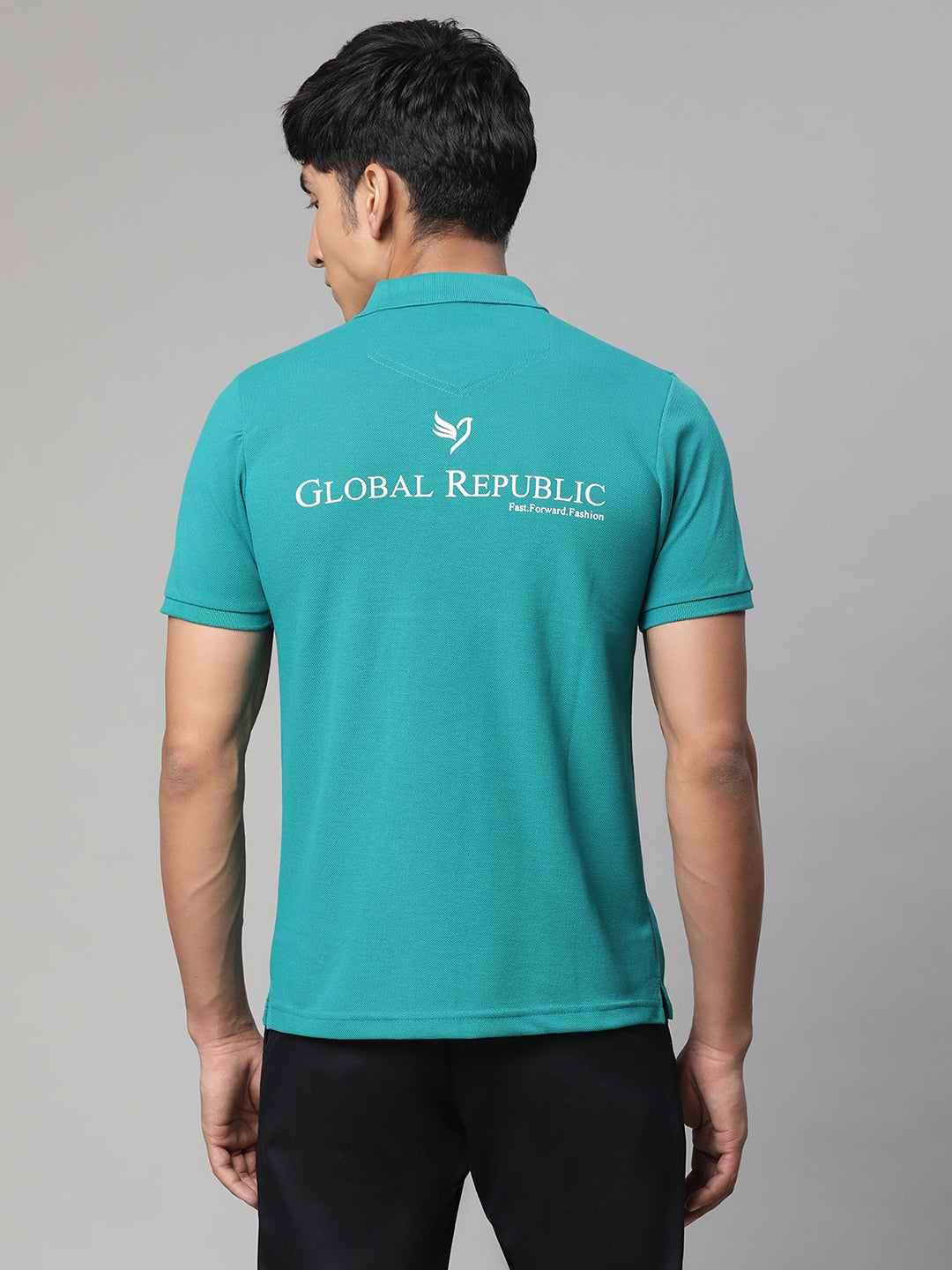 Men Teal Solid Polo T- Shirt