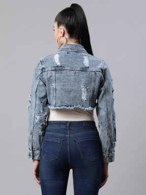 Women Distressed Casual Jacket 