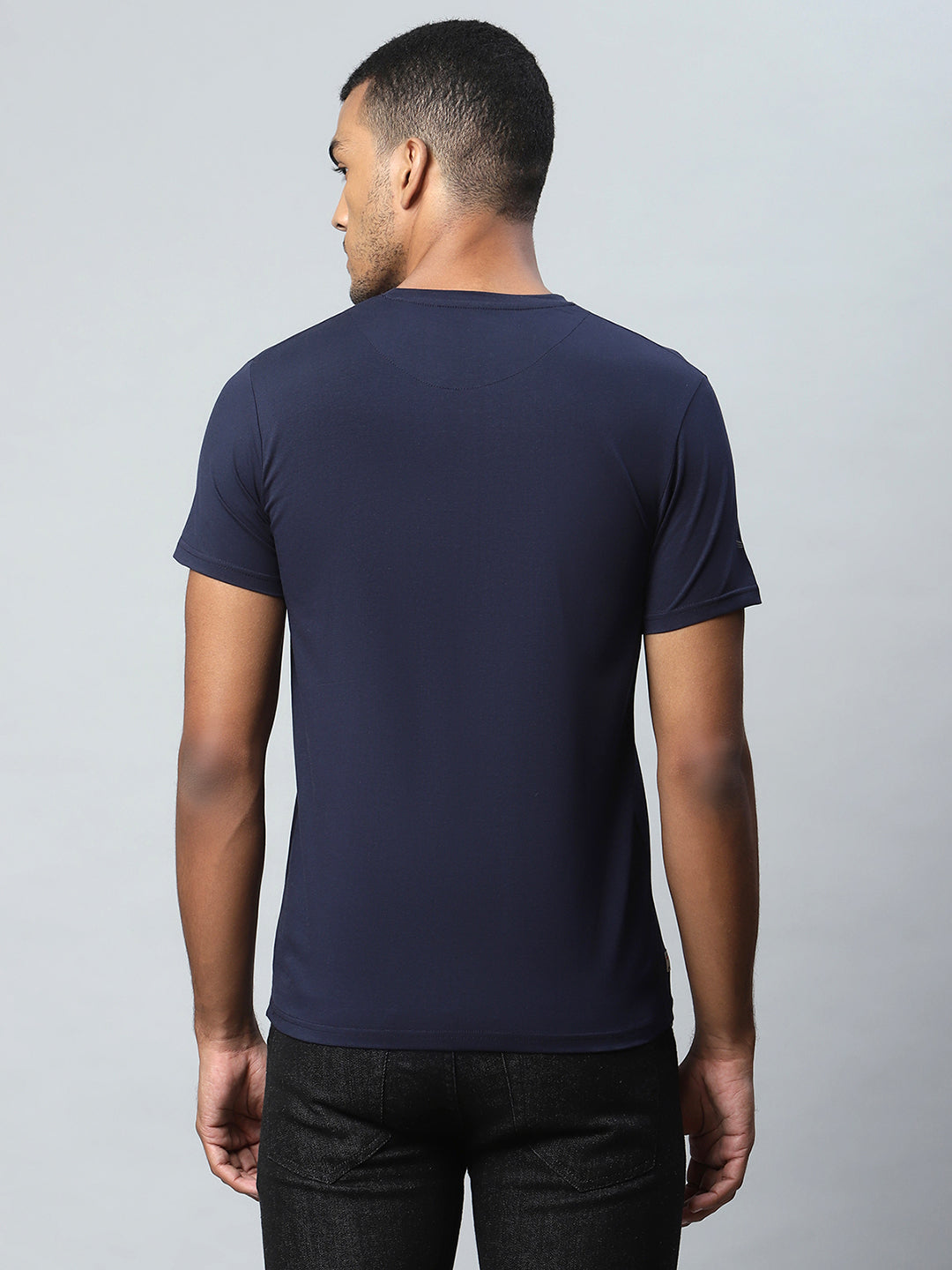 Men Navy Blue Bold Striped T-Shirt - Global Republic