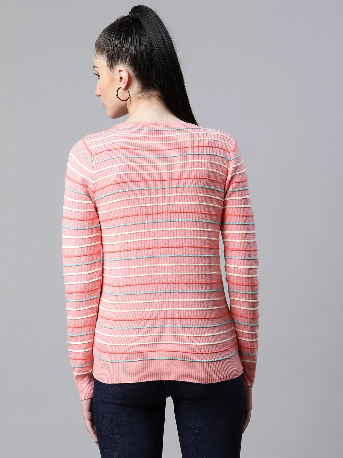 Pink Double Jersey Casual Pullover