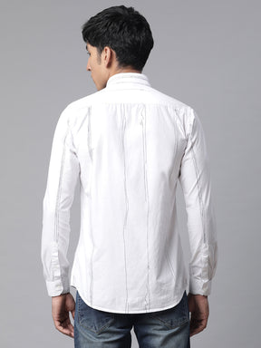 Men White Casual Full Sleeve Plain Shirt