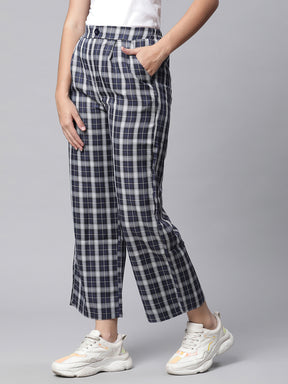 Navy Blue Checked Lower