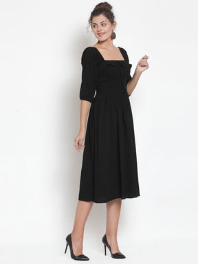 Women Black Square Neck Dress