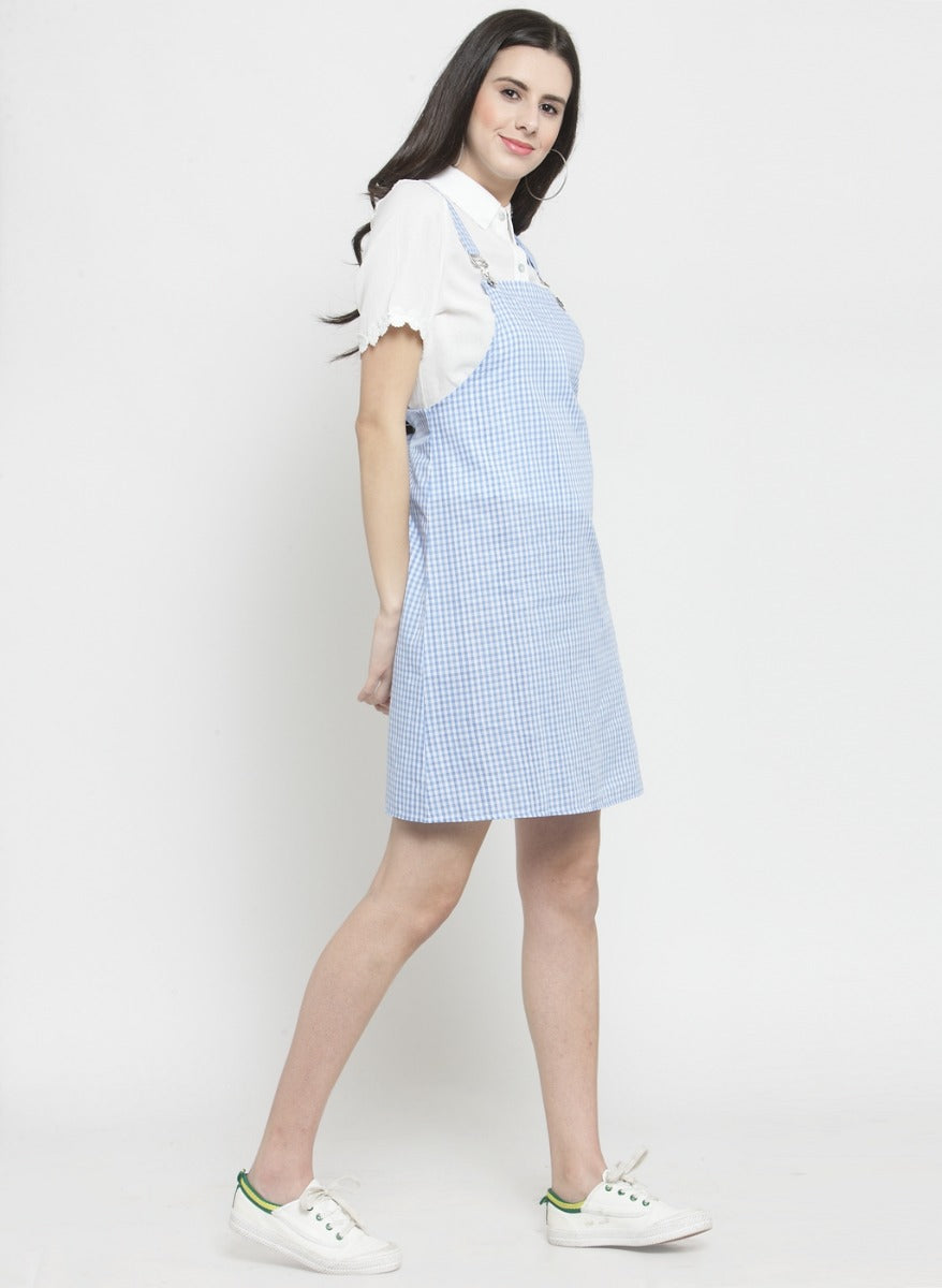 Women Checked Red Dungaree