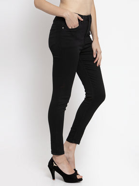 Women Solid Black Denim Jeans