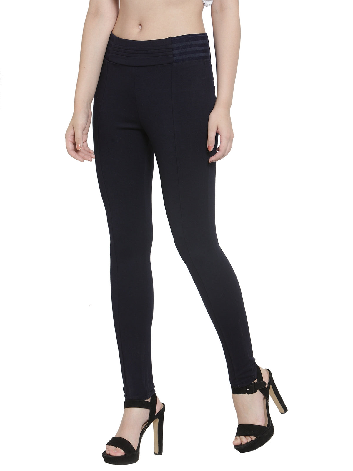 Women Navy Blue Solid Skinny Fit Jegging