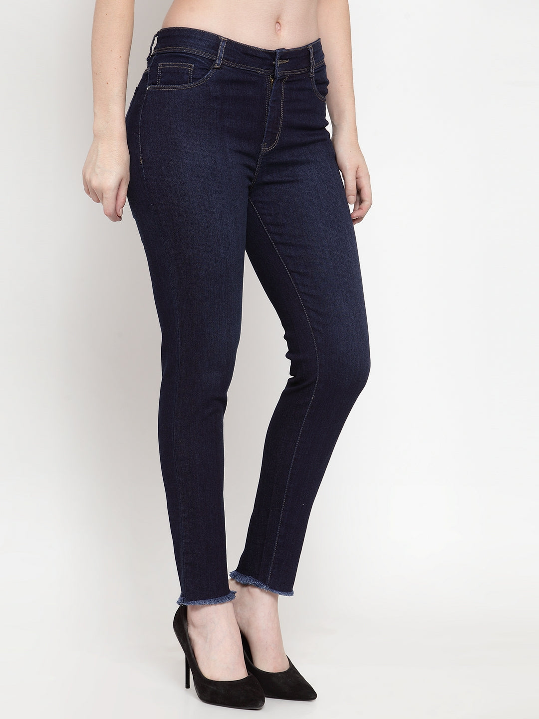 Women Dark Blue Denim Skinny Fitted Jeans