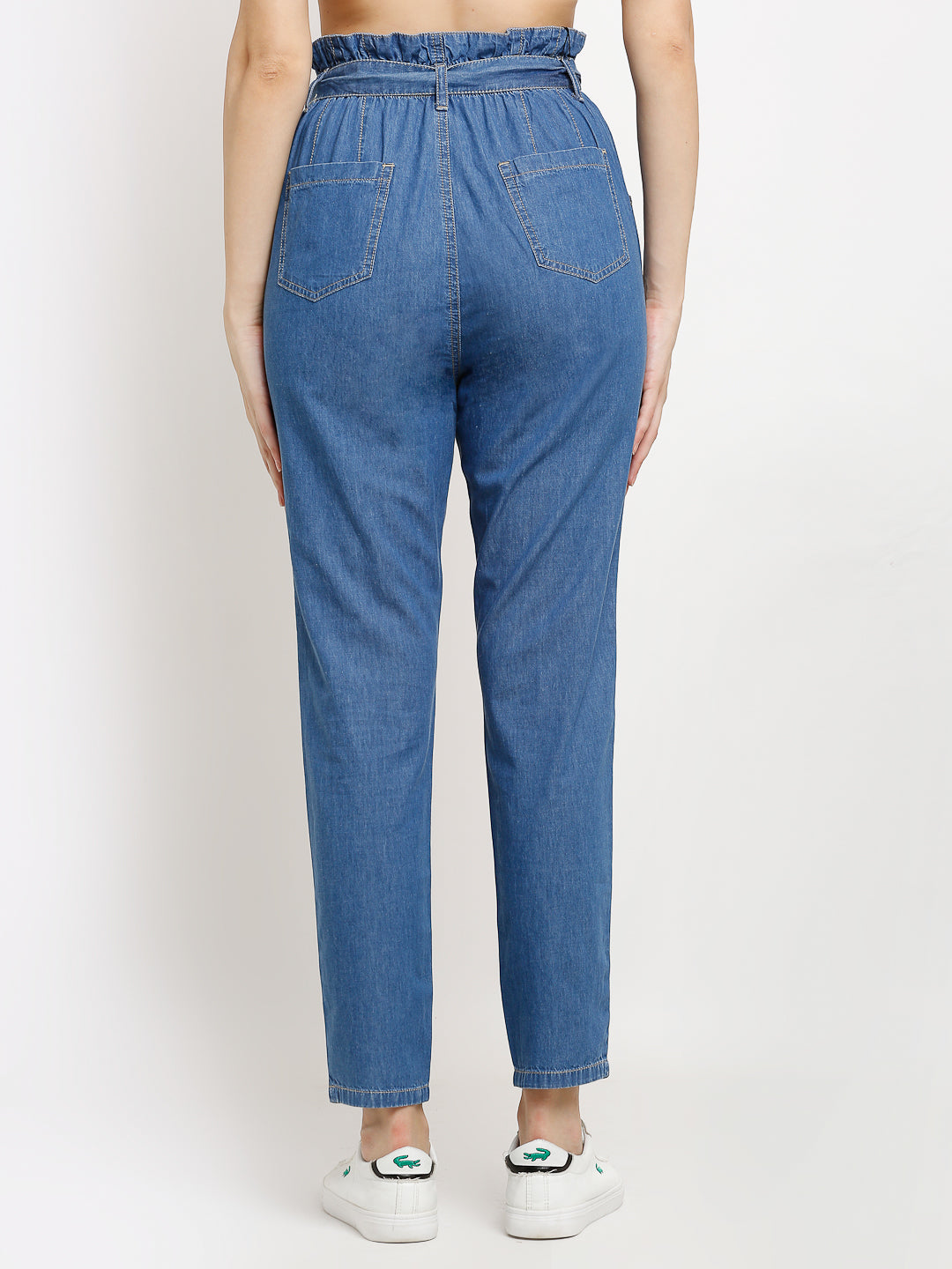 Womens Jeans Paperbag Waist Pants Plus Size Buy Women Ankle Length Paper Bag Waist Blue Jeans Global Republic