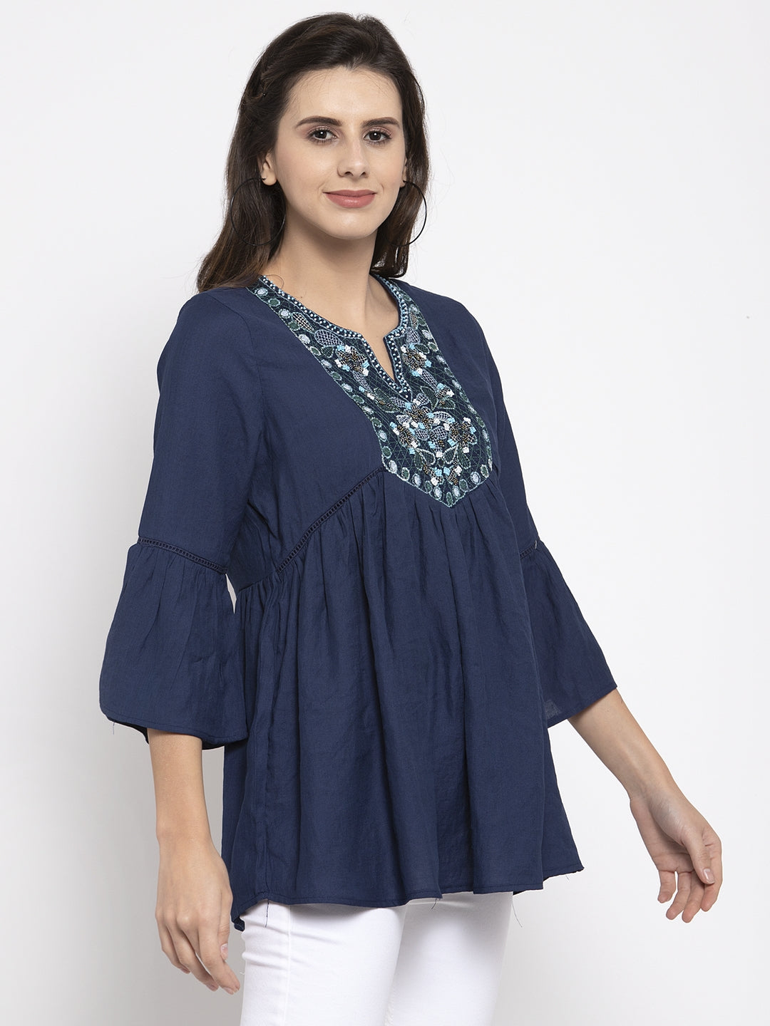 Women Peplum Embroidered Top