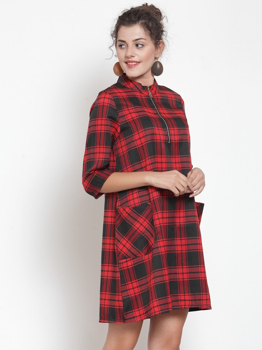 Women Checked Red Tunic