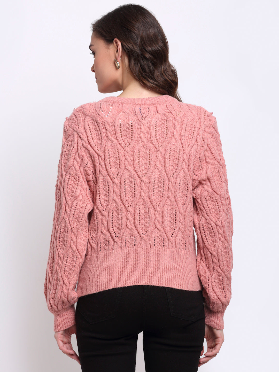 Women Pink Round Neck  Pullover