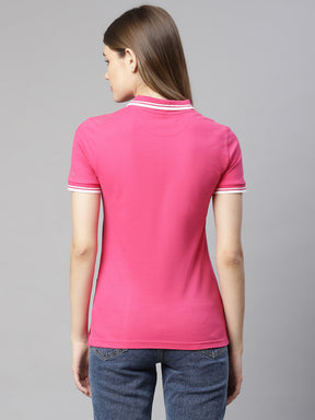 Women Hot Pink Polo T-Shirt