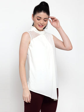 Women Turtle Neck Asymmetric Hem Top