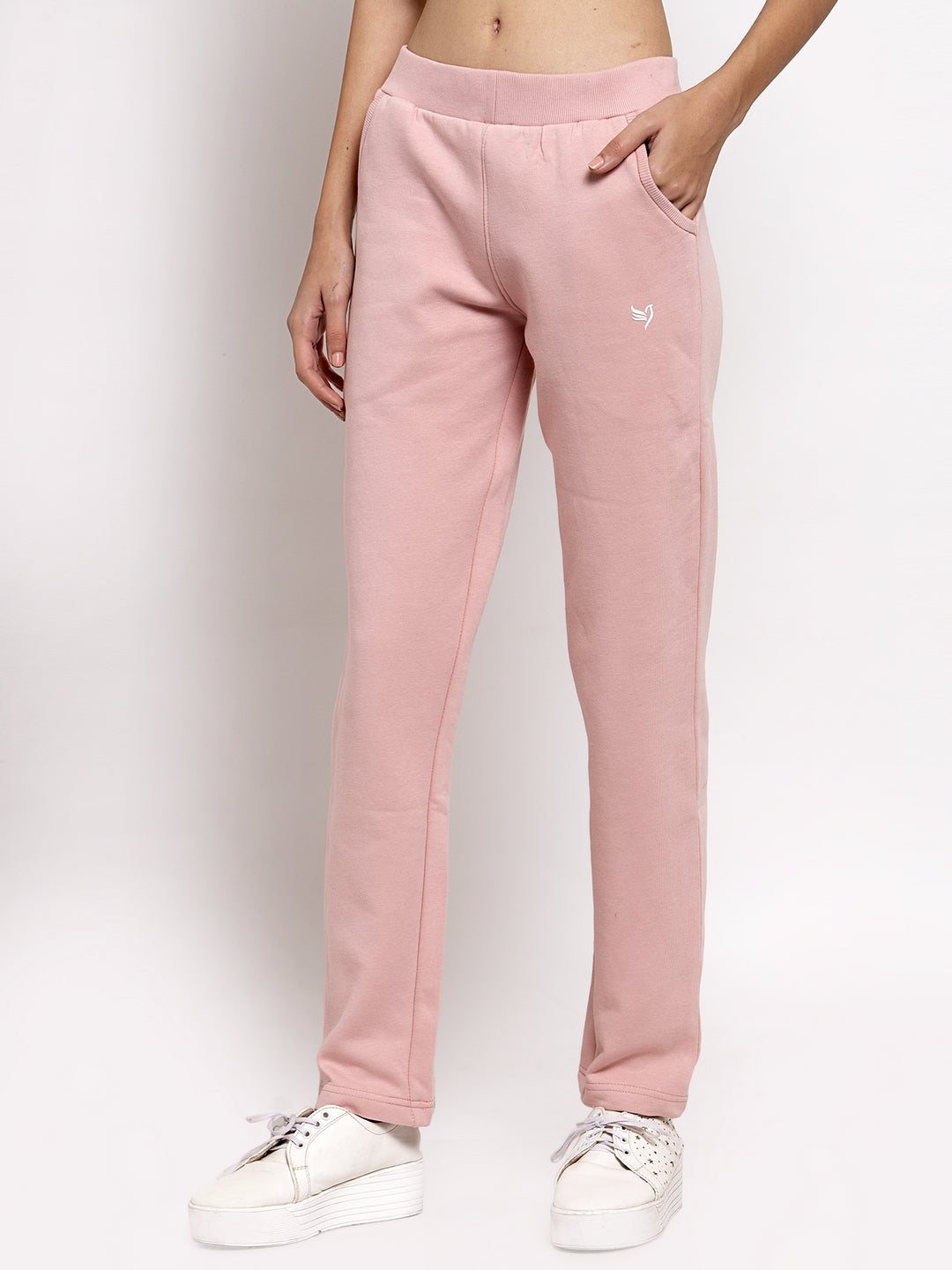 Pink Colour Straight Fit Fleece Lower