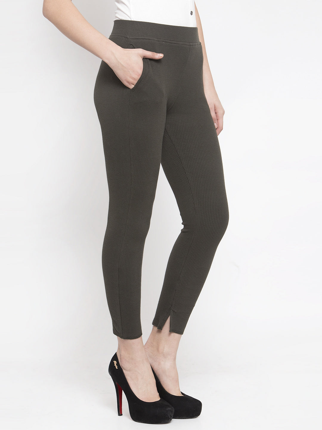 Women Green Solid Jegging