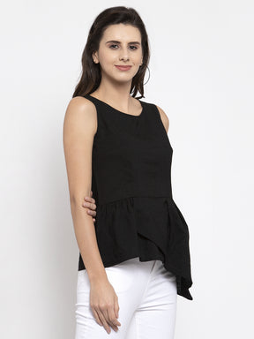 Women Black A-Line Fit Drop Waist Top