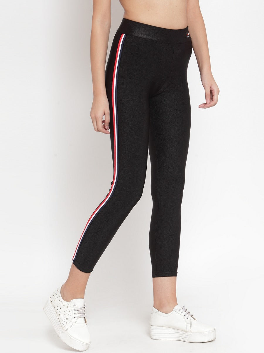 Black Nylon Skinny Fit Legging - Global Republic