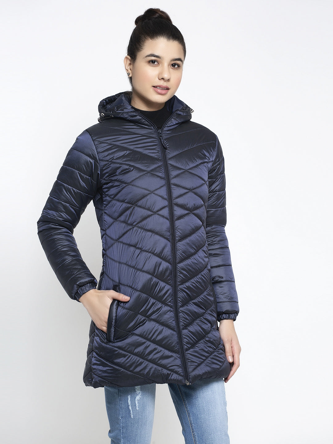 Blue Hooded  Cotton Jacket - Global Republic