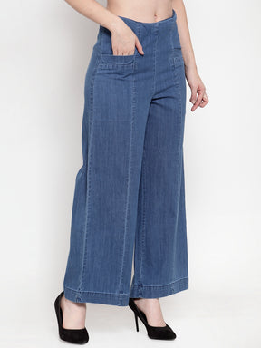 Women Blue Denim Straight Fitted Jeans