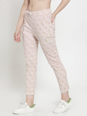 Women Baby Pink Floral Printed Lower