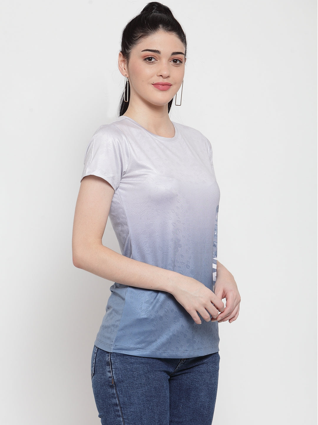 women white polyester printed t shirts