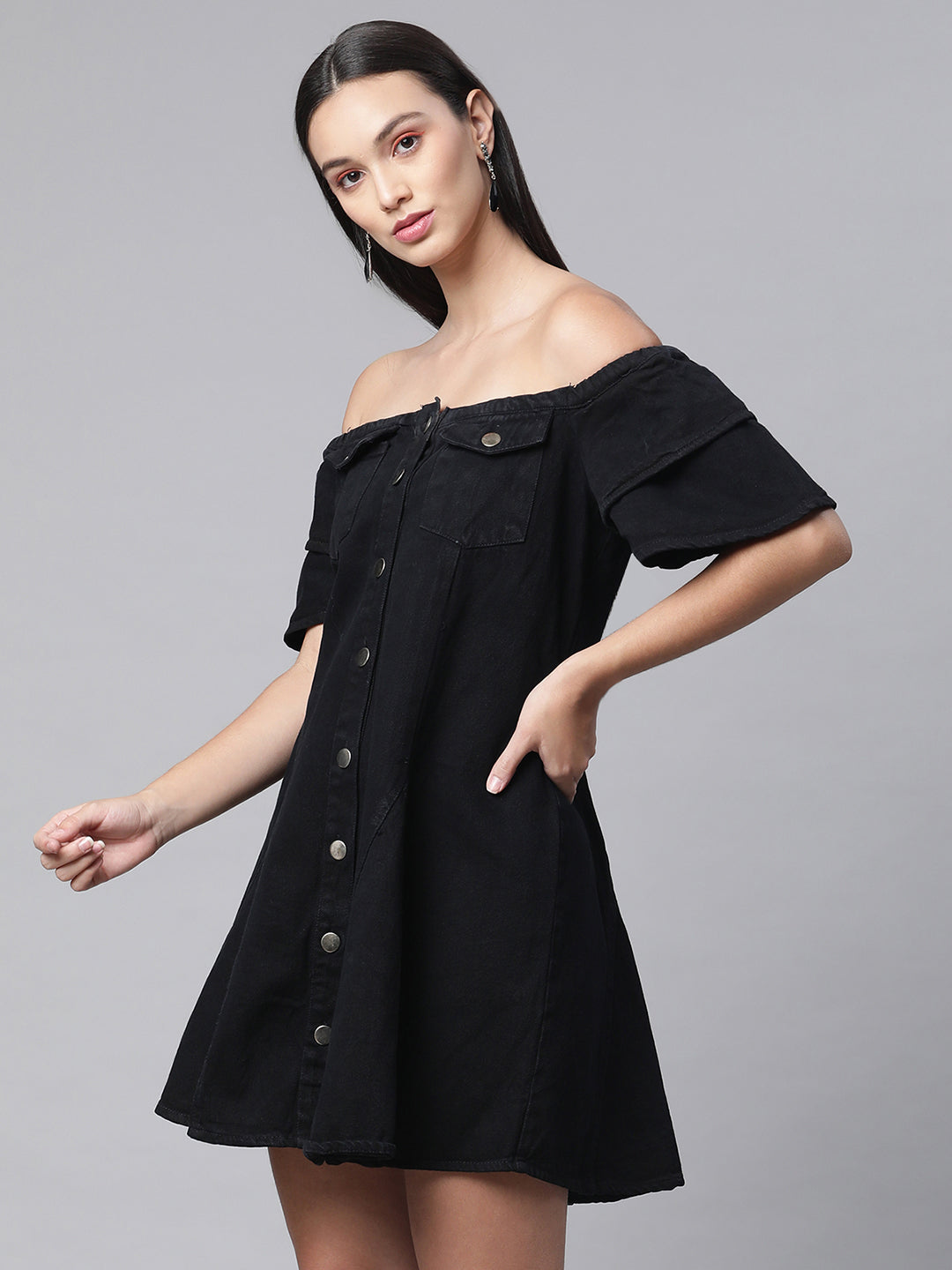 Women Dark Blue Denim Dress - Global Republic