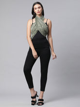 Women Olive Tissue Triangle Motifs Stole