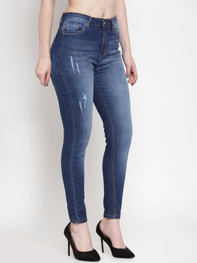 Women Dark Blue Denim Solid Jeans