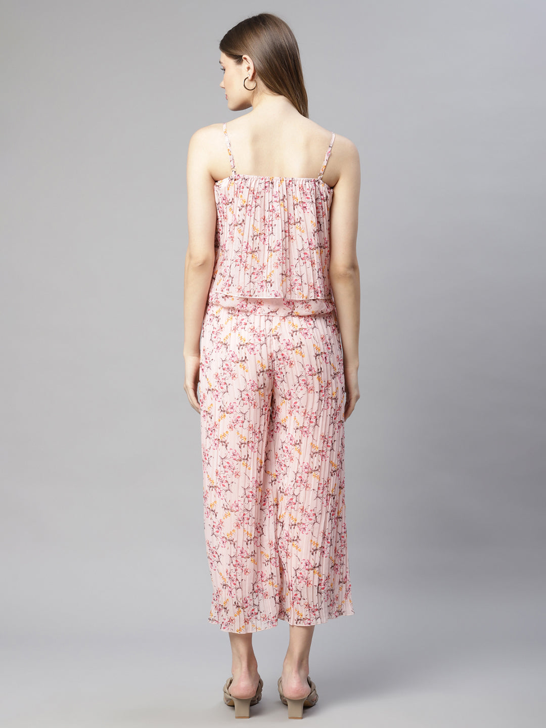 women dusty pink floral printed dress